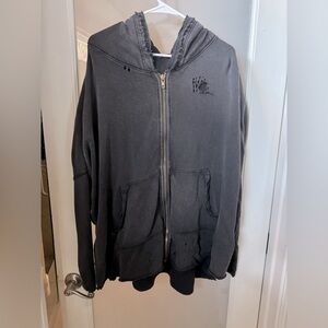 Free people oversized distressed zip up